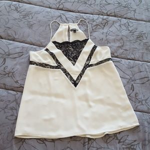 Express White w/ Black Lace Camisole
